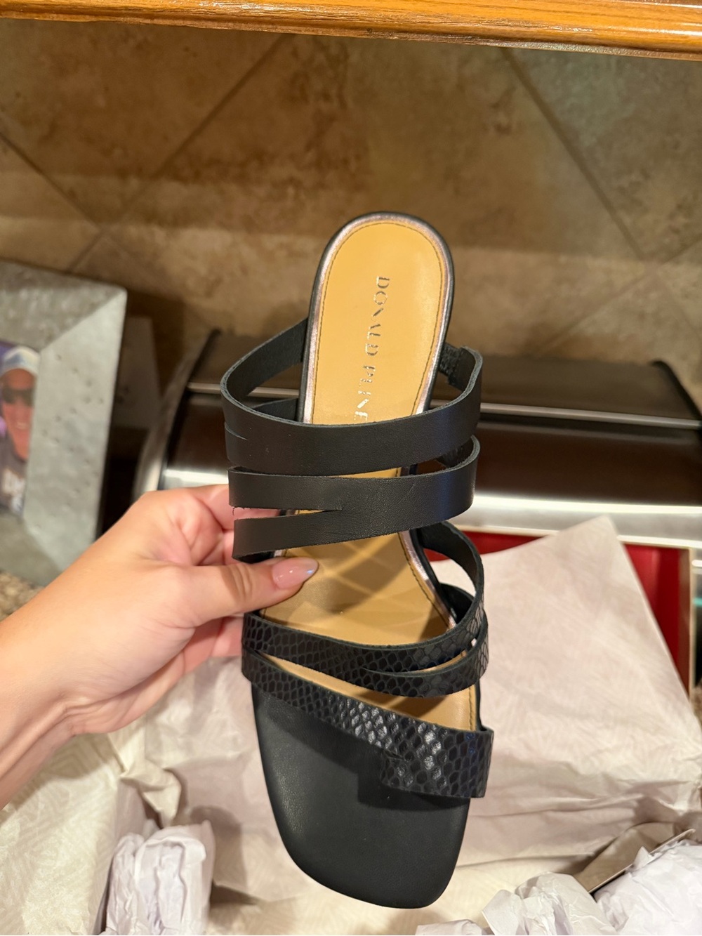 Donald Pliner Leather Sandal Heel